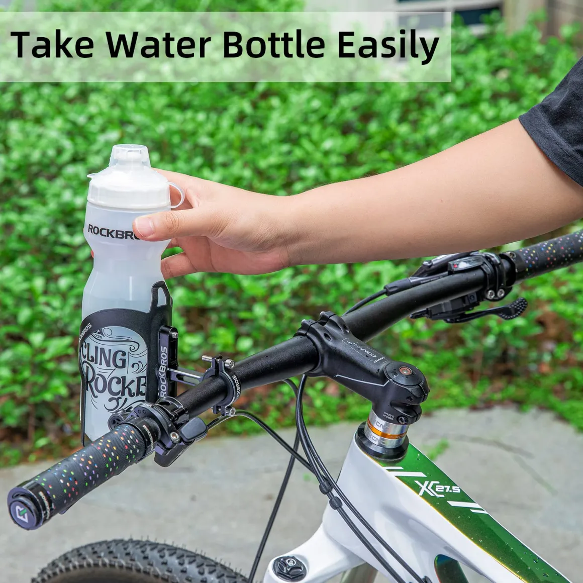 ROCKBROS 2-in-1 Bike Cup Holder Adjustable Bottle Cage for Handlebars & Seat Post