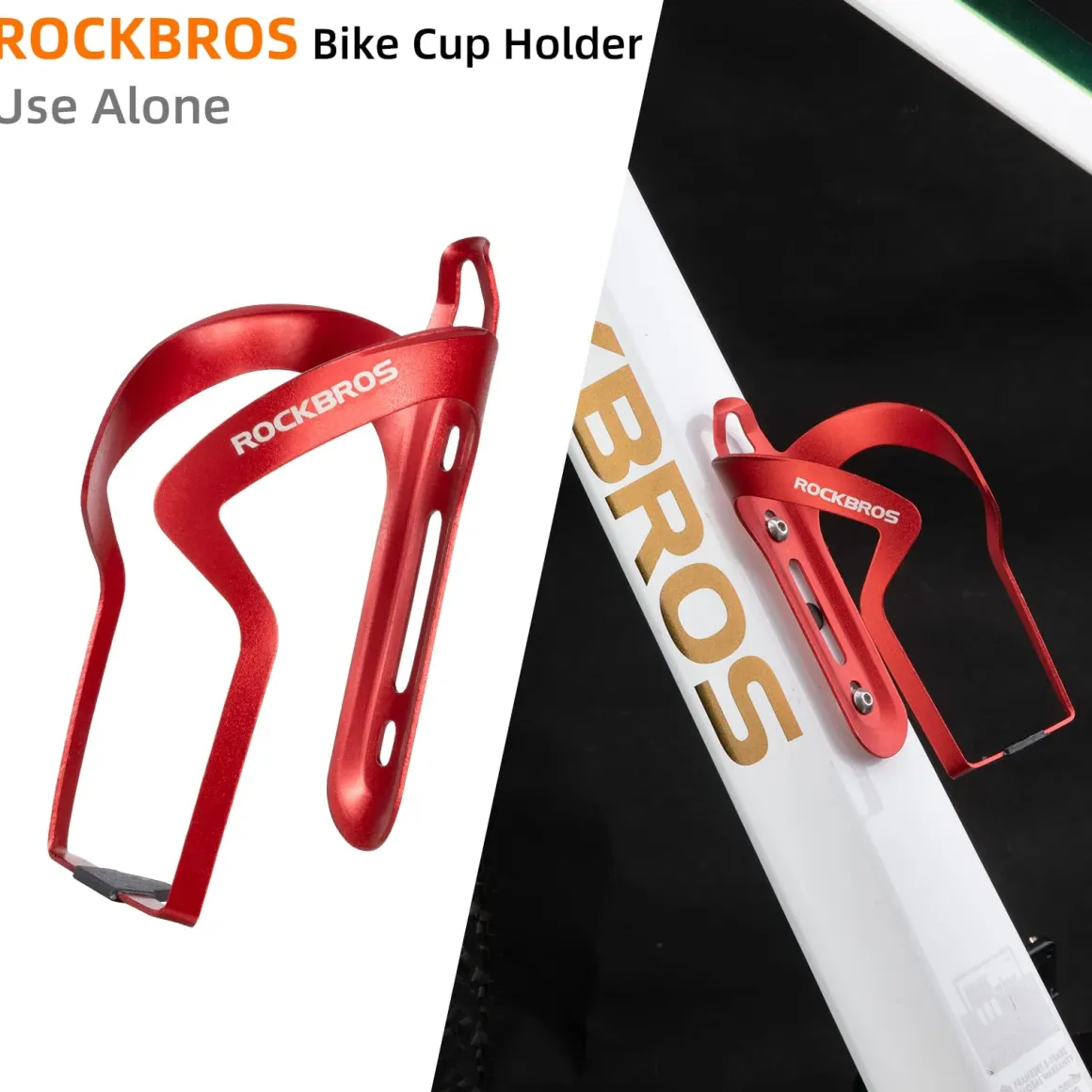 ROCKBROS 2-in-1 Bike Cup Holder Adjustable Bottle Cage for Handlebars & Seat Post
