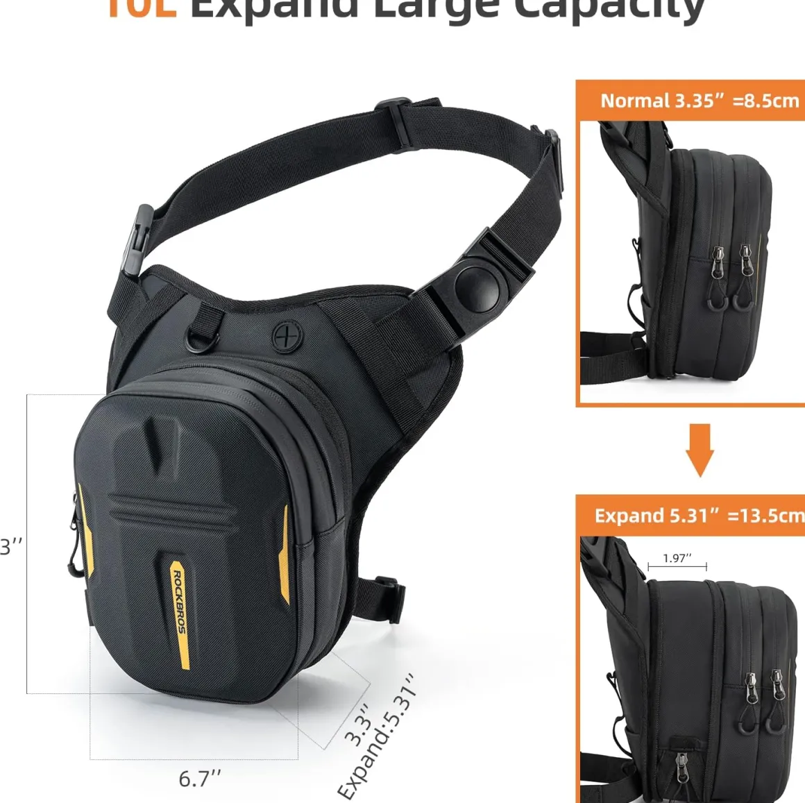 ROCKBROS 3-IN-1 Motorcycle Leg Bag Waterproof, Multi-Functional 10L Pack