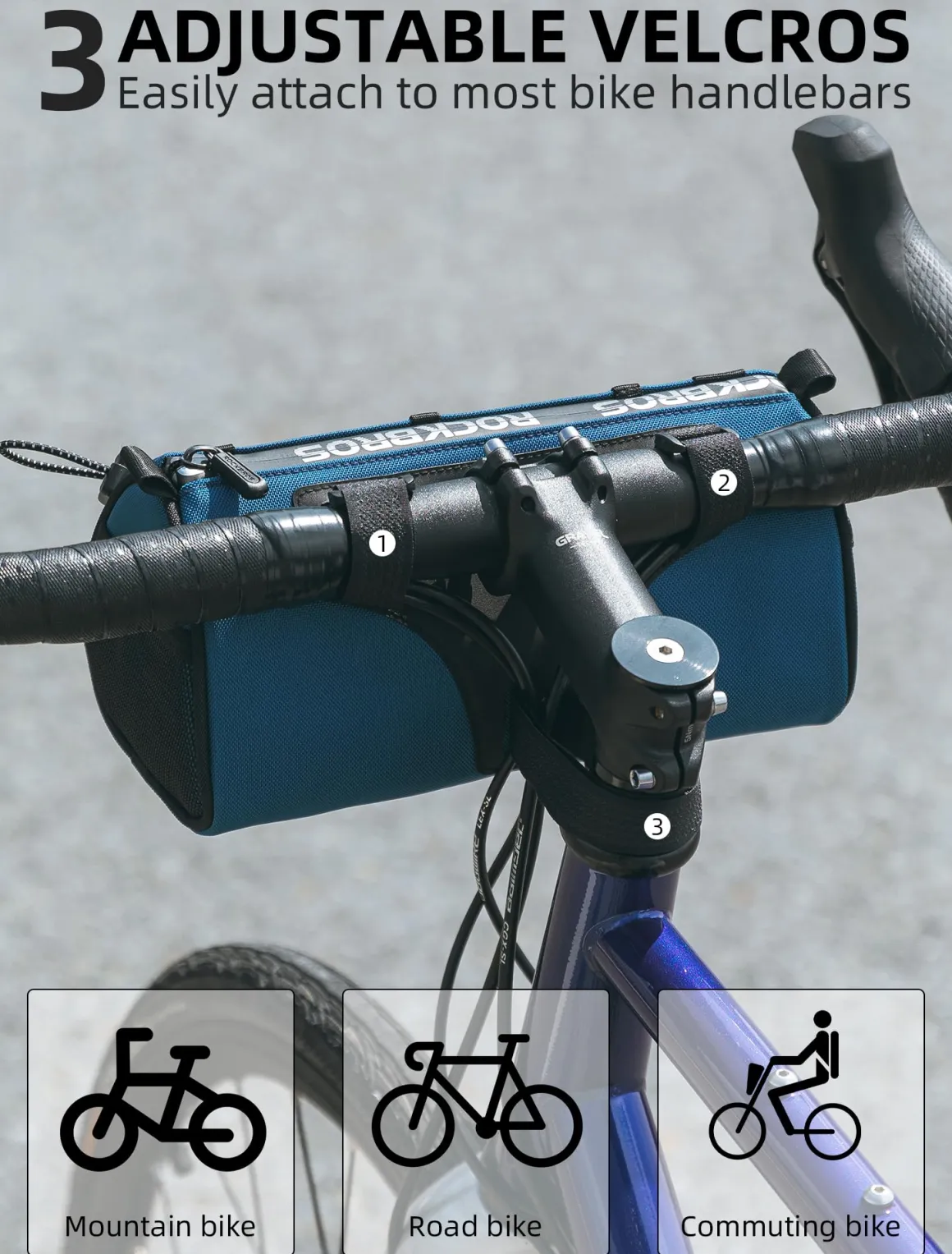 ROCKBROS 1.5L Bike Handlebar Bag - Reflective Front Handlebar Bag for MTB Road Bikes