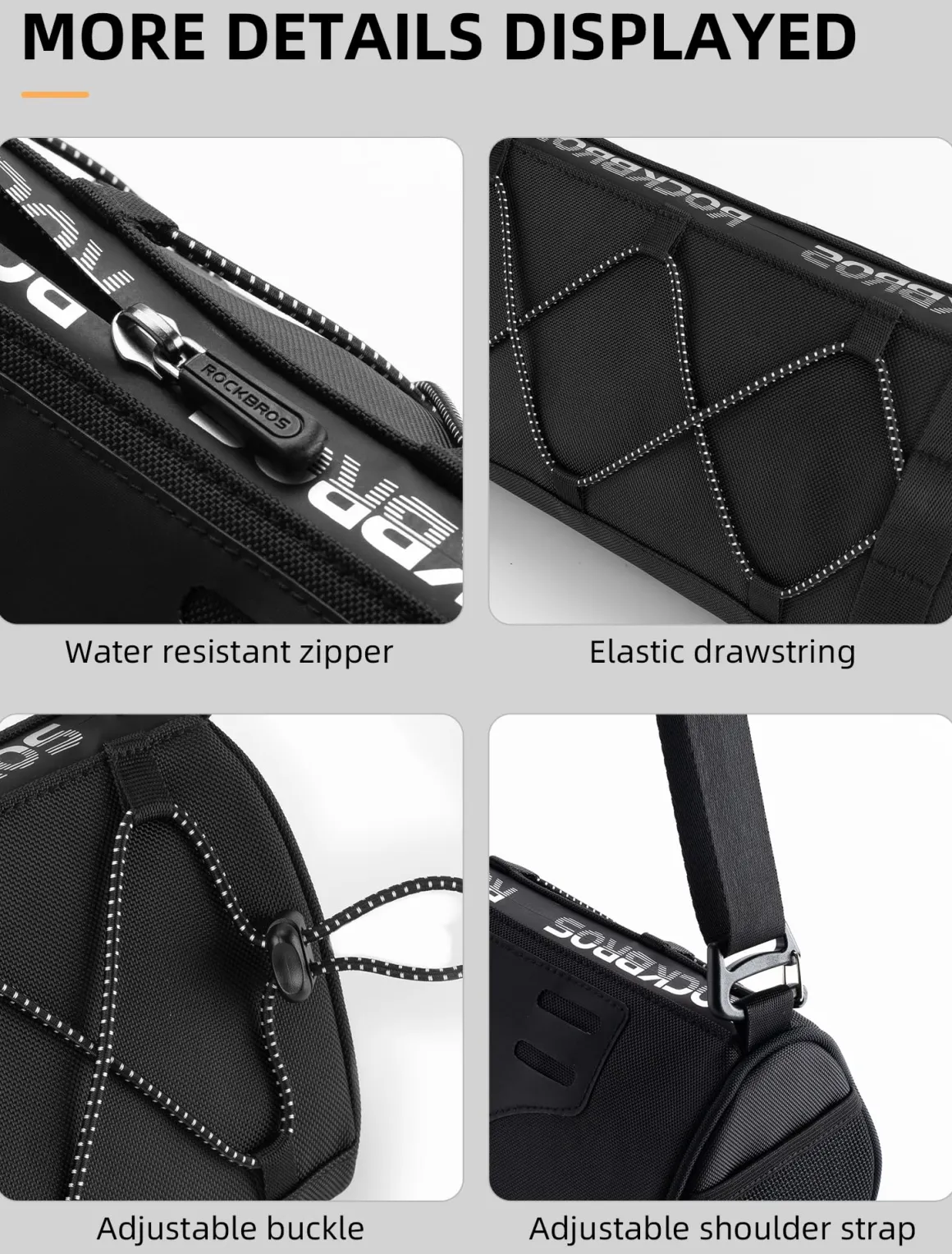 ROCKBROS 1.5L Bike Handlebar Bag - Reflective Front Handlebar Bag for MTB Road Bikes