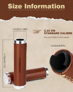 ROCKBROS Leather Vintage Mountain Bike Folding Bike Handlebar Grips 22.2mm