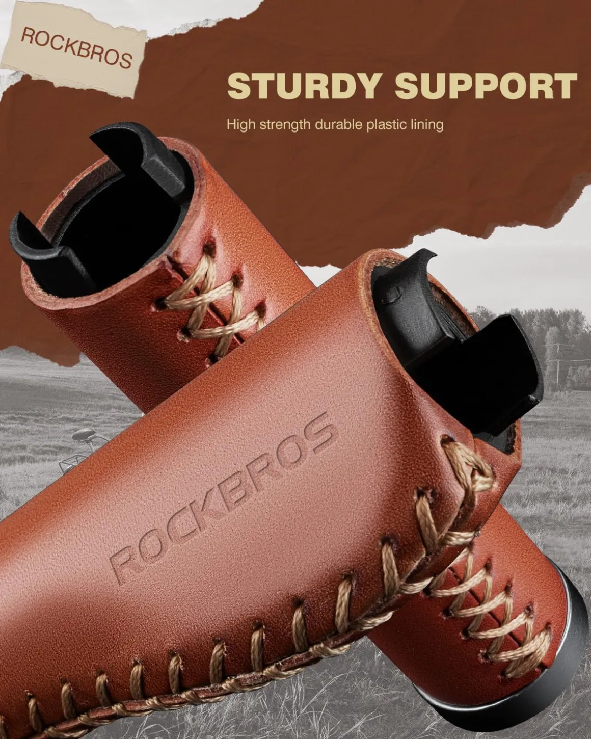 ROCKBROS Leather Vintage Mountain Bike Folding Bike Handlebar Grips 22.2mm