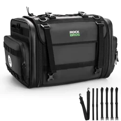 ROCKBROS 50L Expandable Motorcycle Tail Bag with Waterproof Rain Cover