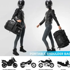 ROCKBROS 50L Expandable Motorcycle Tail Bag with Waterproof Rain Cover
