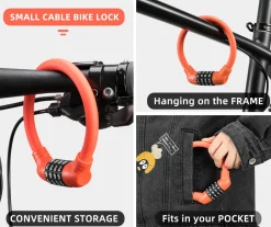 ROCKBROS Lightweight Bike Lock Cable 12MM Anti-Theft Combination Lock