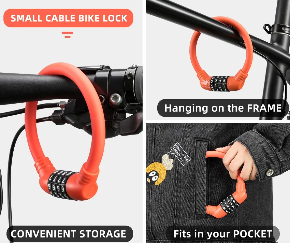 ROCKBROS Lightweight Bike Lock Cable 12MM Anti-Theft Combination Lock