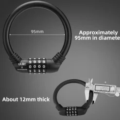 ROCKBROS Lightweight Bike Lock Cable 12MM Anti-Theft Combination Lock