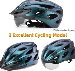ROCKBROS Lightweight Cycling Helmet with Removable Goggles Sun Visor