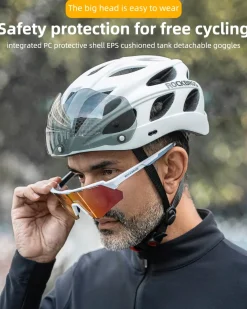 ROCKBROS Lightweight Cycling Helmet with Removable Goggles Sun Visor