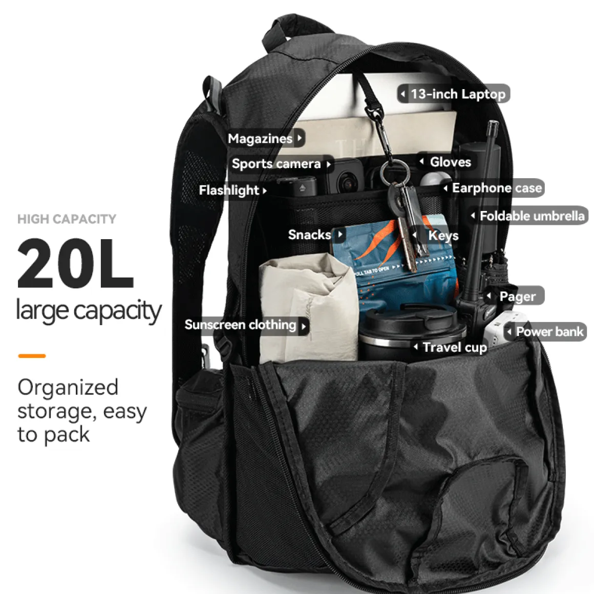 ROCKBROS Lightweight 20L Multi-functional Backpack for Travel, Hiking, and Daily Use