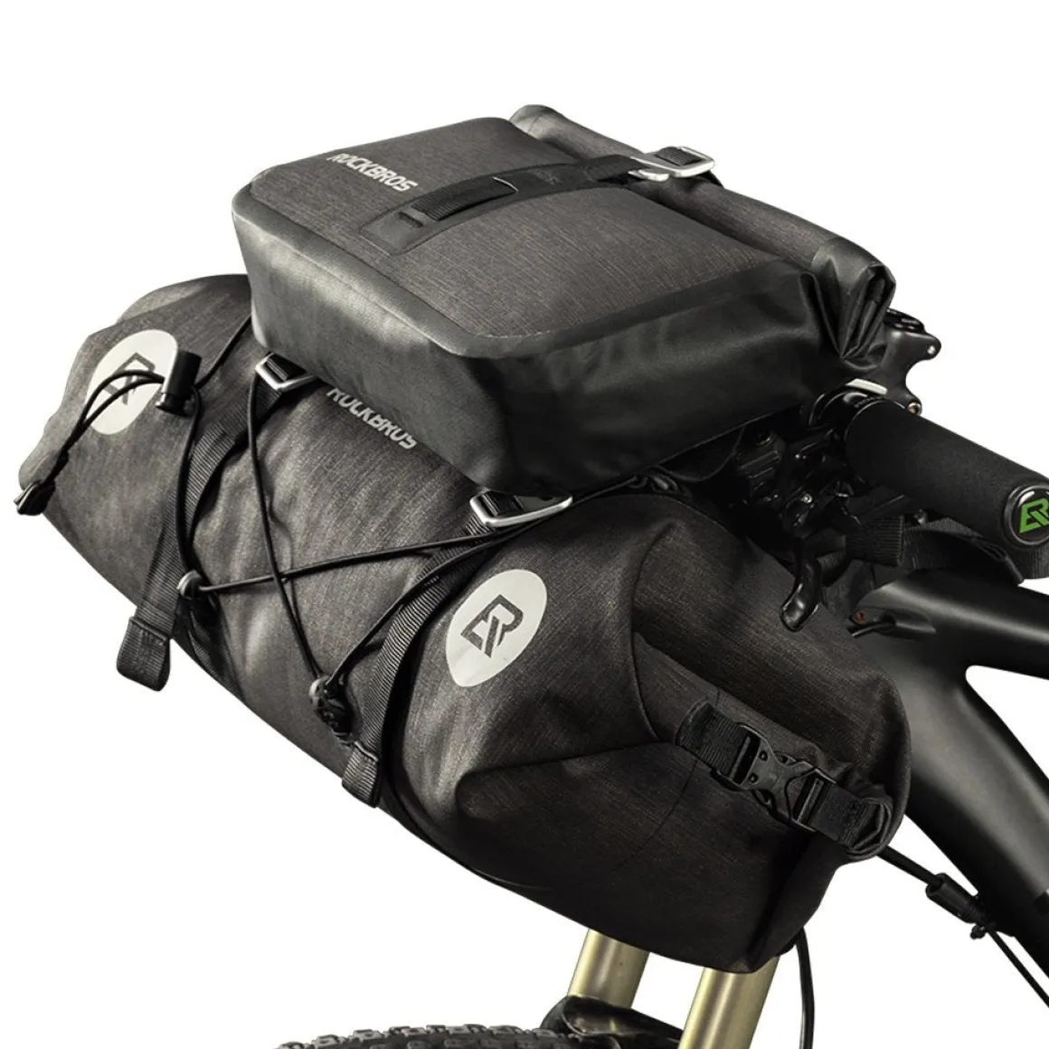 ROCKBROS 12L-20L Waterproof Bikepacking Handlebar Bags with 2 Dry Packs for Bikes