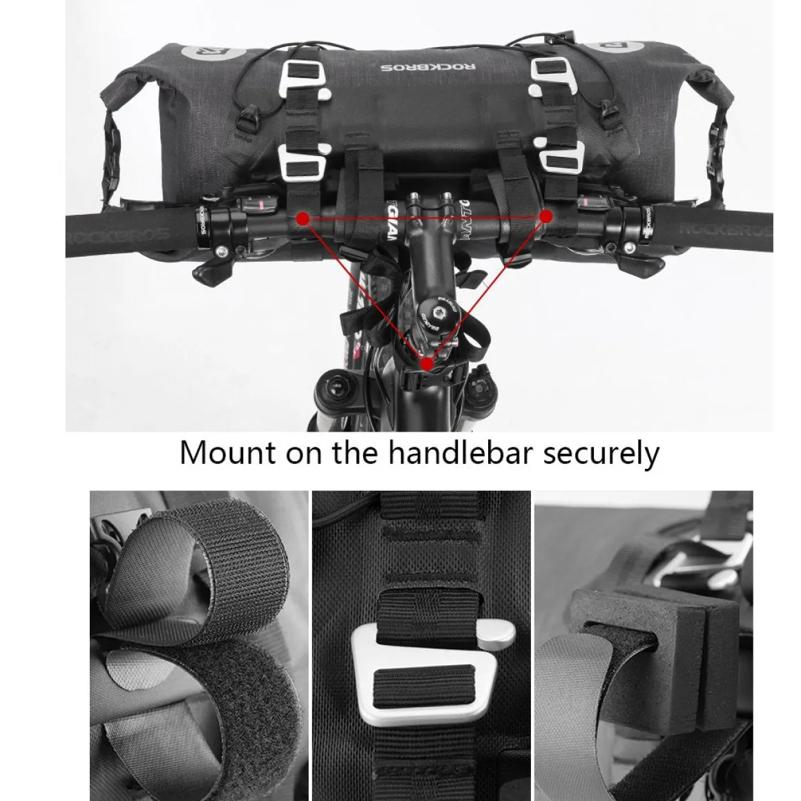 ROCKBROS 12L-20L Waterproof Bikepacking Handlebar Bags with 2 Dry Packs for Bikes