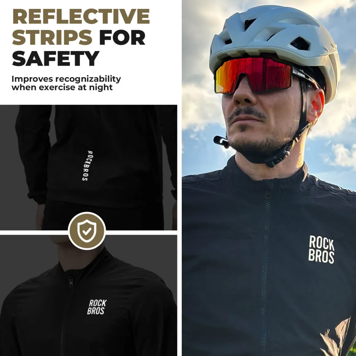 ROCKBROS Long-Seeved Cycling Windbreaker Jacket Foldable