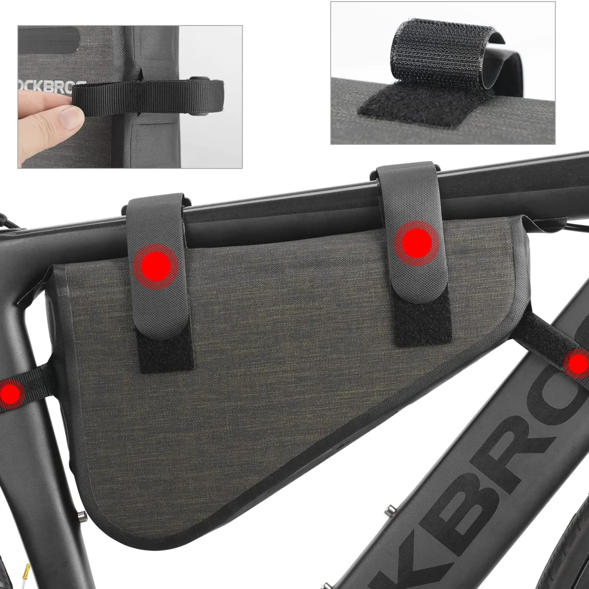 ROCKBROS 5-8L Waterproof Bike Frame Bag Large Triangle Bikepacking Storage Bag for Bicycles