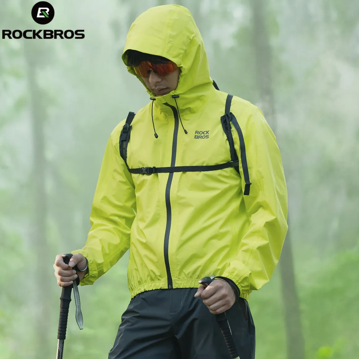 ROCKBROS Men's Cycling Running Windbreaker Windproof Jacket Lightweight High Visibility
