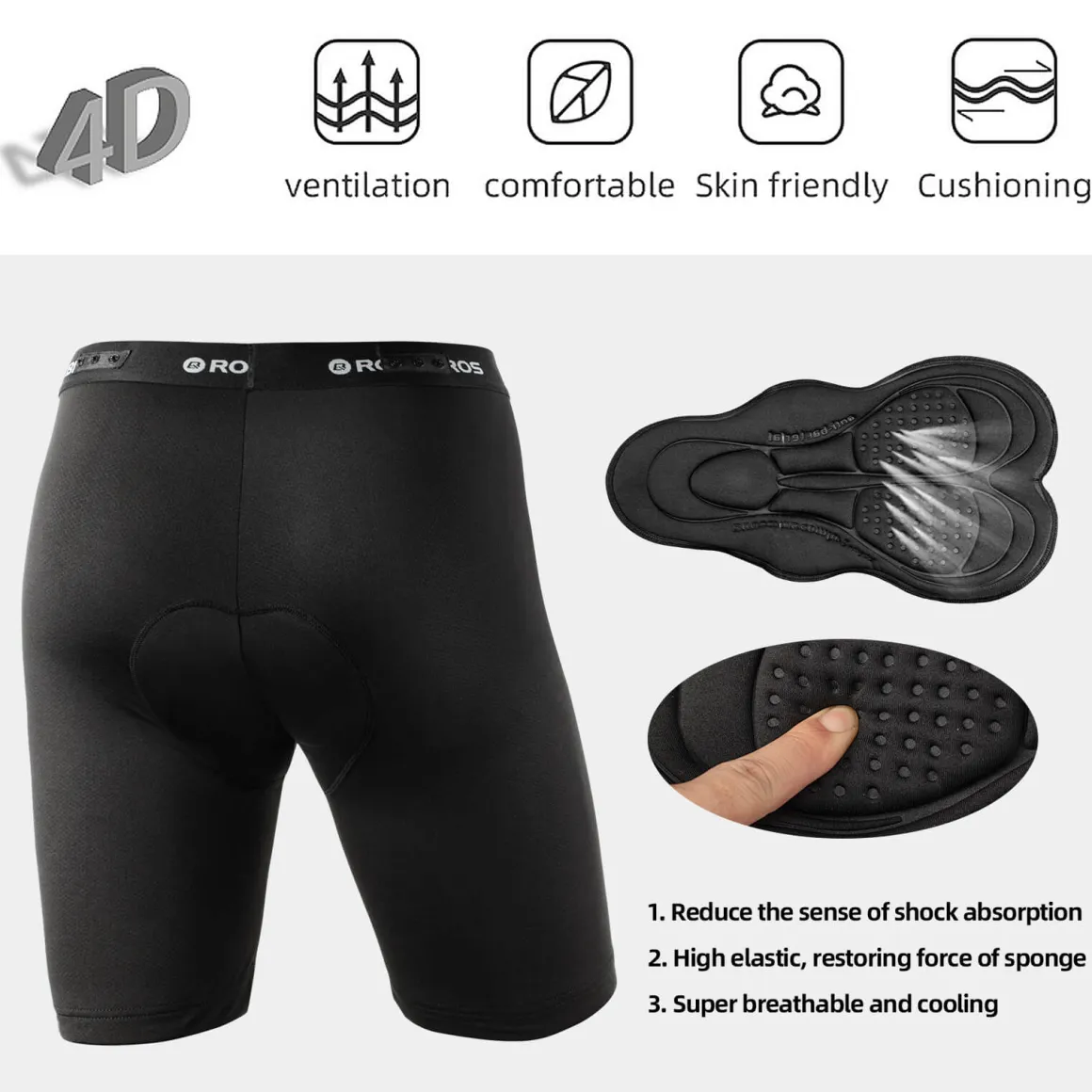 ROCKBROS Men's Cycling Shorts 4D Padded Compression Shorts