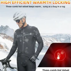 ROCKBROS Men's Long Sleeve Cycling Jersey with full zipper rear pockets perfect fit for outdoor sports