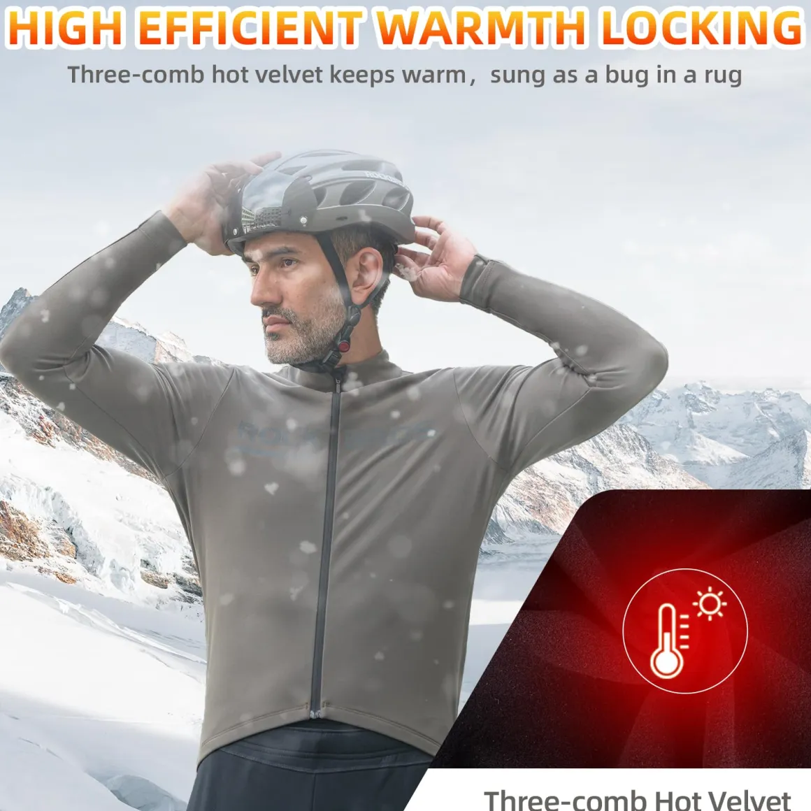 ROCKBROS Men's Long Sleeve Cycling Jersey with full zipper rear pockets perfect fit for outdoor sports
