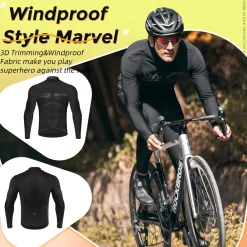 ROCKBROS Men's Long Sleeve Cycling Jersey with full zipper rear pockets perfect fit for outdoor sports