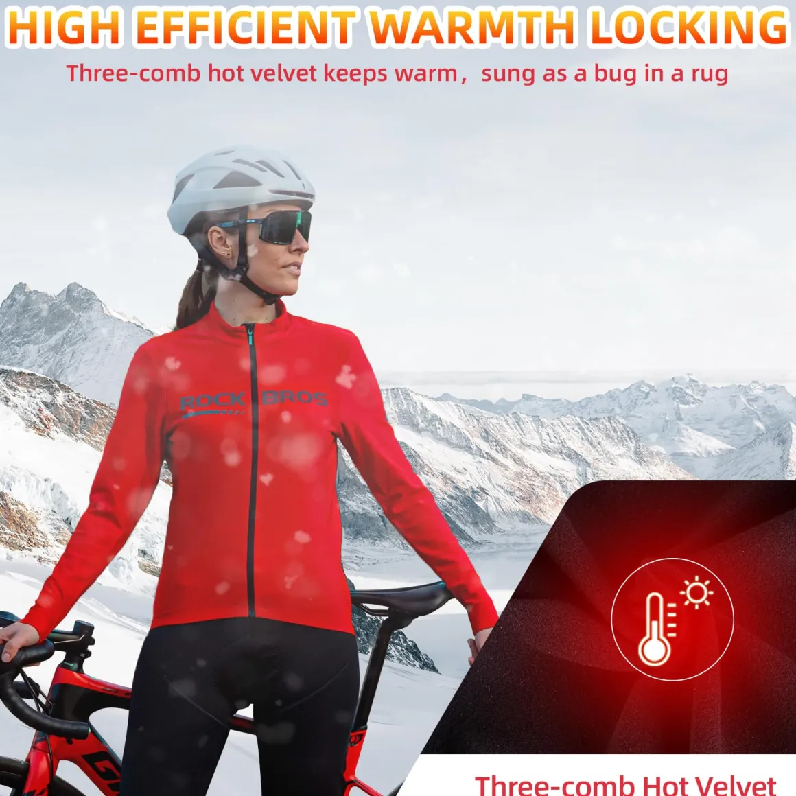 ROCKBROS Men's Long Sleeve Cycling Jersey with full zipper rear pockets perfect fit for outdoor sports