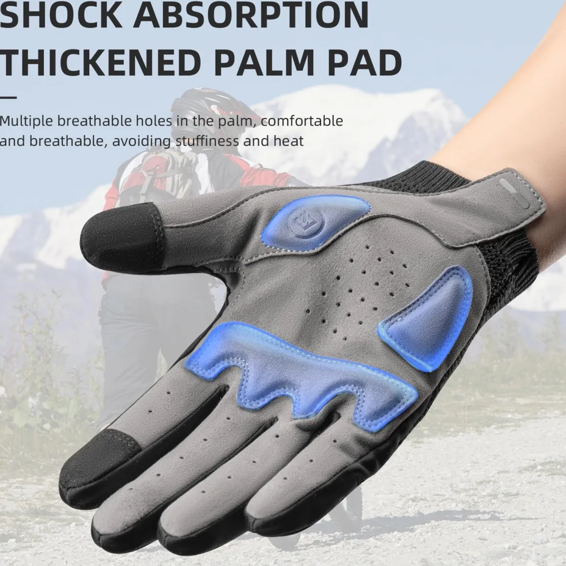 ROCKBROS Men's Mountain Bike Gloves Touch Screen Anti-Slip Full Finger MTB Gloves