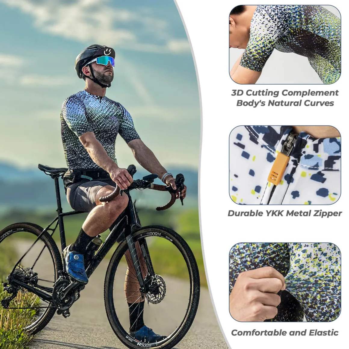 ROCKBROS Men's Short-Sleeve Camouflage Reflective Cycling Jersey