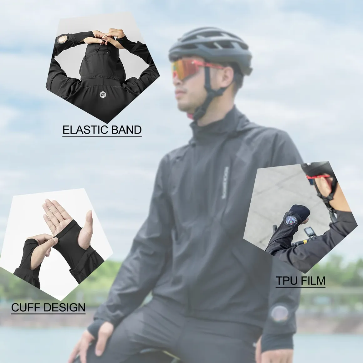 ROCKBROS Men's Windproof Cycling Jacket, Quick-Dry Lightweight Breathable MTB Jacket