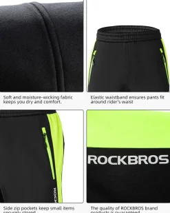 ROCKBROS Men’s Windproof Winter Cycling Pants warmth fleece-lined for outdoor hiking