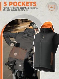 ROCKBROS Men's Winter Cycling Vest, Fleece-Lined, Windproof, Warm Sleeveless Jacket