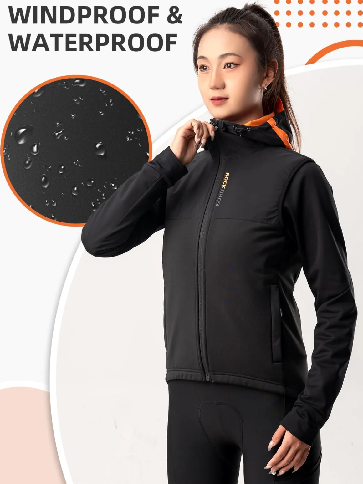 ROCKBROS Men's Winter Cycling Vest, Fleece-Lined, Windproof, Warm Sleeveless Jacket