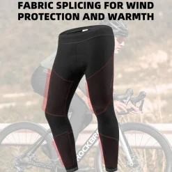 ROCKBROS Men’s Winter Cycling Pants 4D padded, windproof fleece, thermal bike leggings for outdoor riding