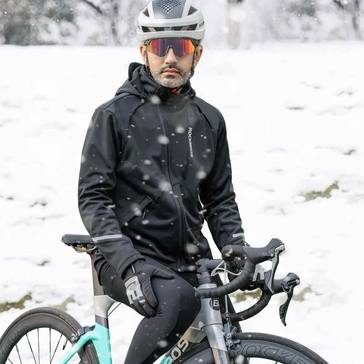 ROCKBROS Men's Winter Cycling Jacket for 5–32°F Thermal Windproof for Biking, Running, Hiking