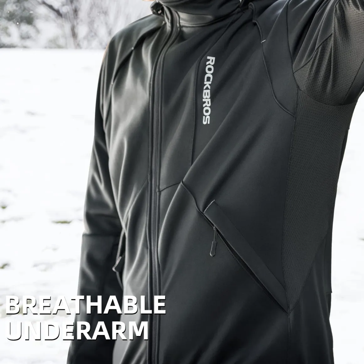 ROCKBROS Men's Winter Cycling Jacket for 5–32°F Thermal Windproof for Biking, Running, Hiking