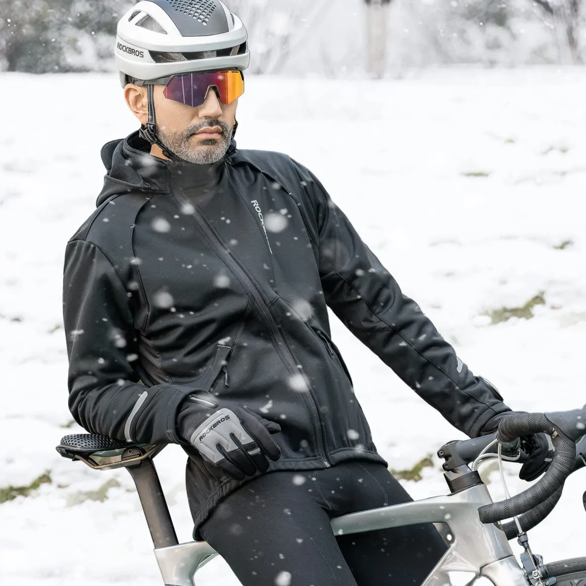 ROCKBROS Men's Winter Cycling Jacket for 5–32°F Thermal Windproof for Biking, Running, Hiking