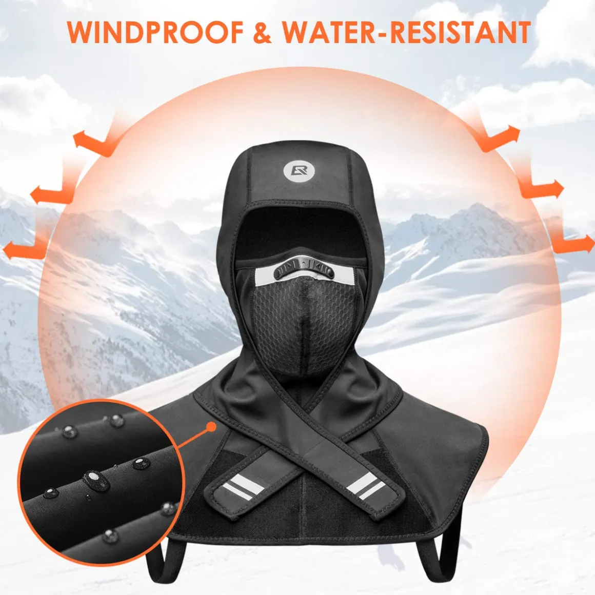 ROCKBROS Men Windproof Thermal Fleece Balaclava Ski Mask Winter Cycling Motorcycle Gear