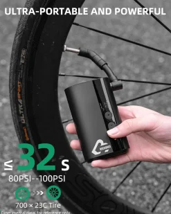 ROCKBROS Mini Bike Tire Pump 150PSI Fast Inflate Auto-Shutoff Digital Gauge