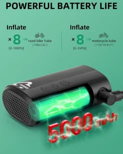 ROCKBROS Mini Bike Tire Pump 150PSI Fast Inflate Auto-Shutoff Digital Gauge