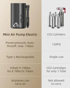 ROCKBROS Mini Bike Tire Pump 150PSI Fast Inflate Auto-Shutoff Digital Gauge