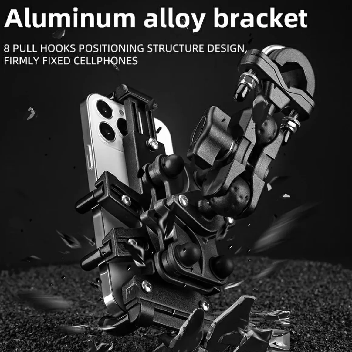 ROCKBROS Motorcycle ATV Adjustable Phone Holder with Vibration Dampener for 4.7-7.1" Phones