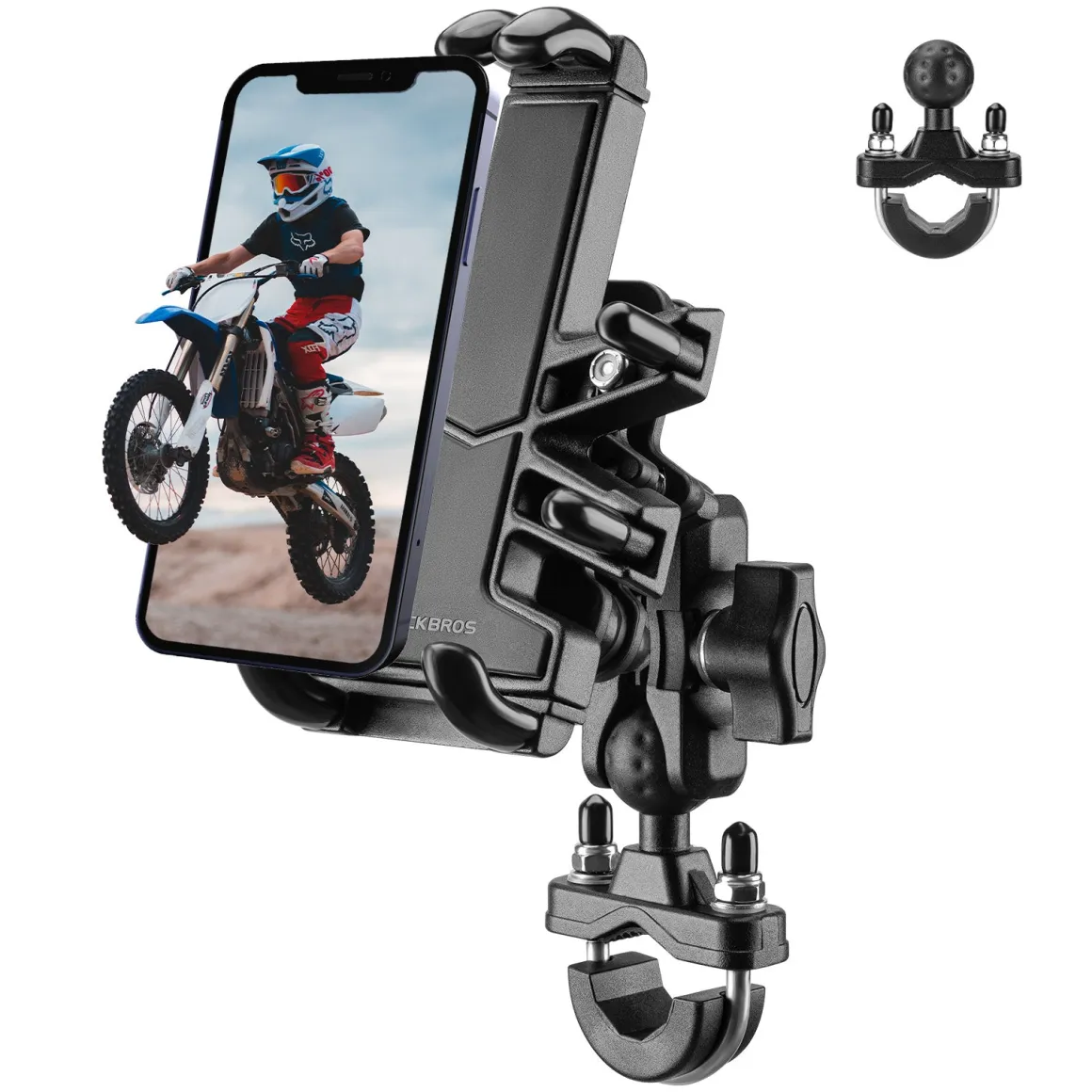 ROCKBROS Motorcycle ATV Adjustable Phone Holder with Vibration Dampener for 4.7-7.1" Phones