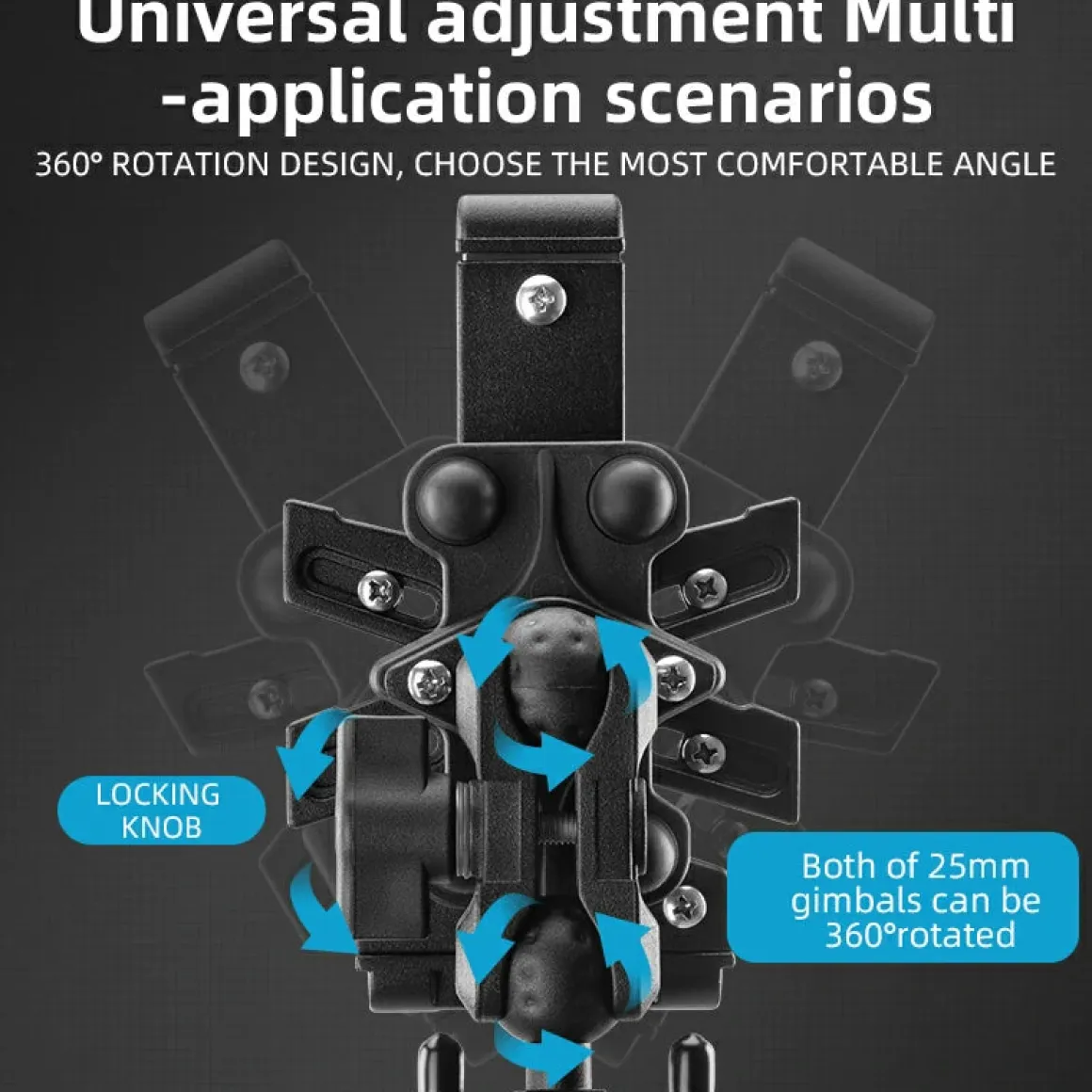 ROCKBROS Motorcycle ATV Adjustable Phone Holder with Vibration Dampener for 4.7-7.1" Phones