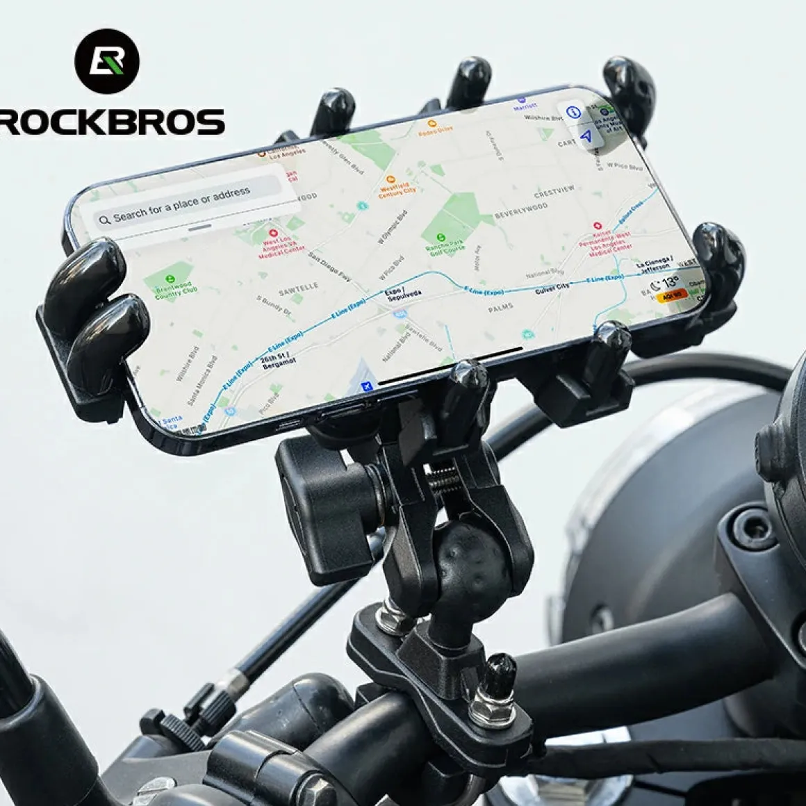 ROCKBROS Motorcycle ATV Adjustable Phone Holder with Vibration Dampener for 4.7-7.1" Phones