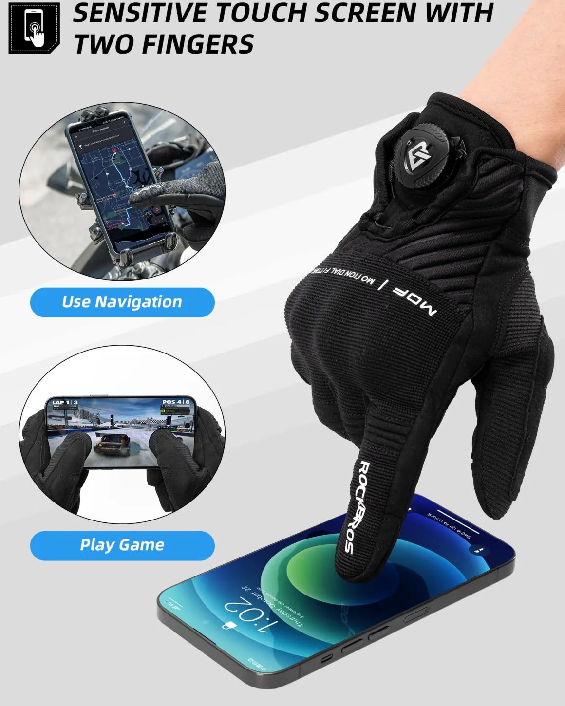 ROCKBROS Motorcycle Gloves for Men Women Touchscreen Hard Knuckles Breathable MTB