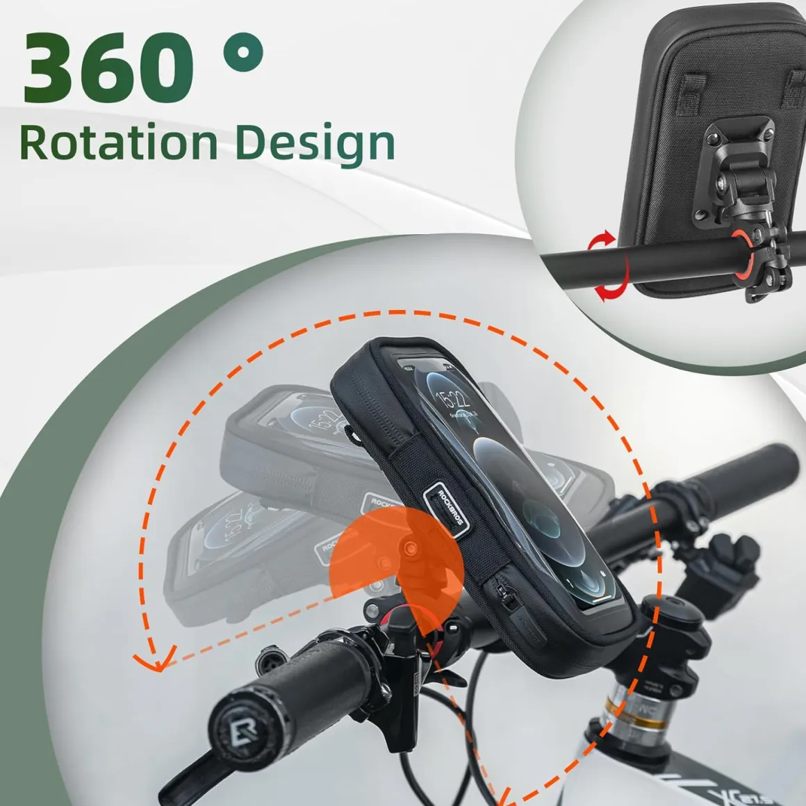 ROCKBROS Motorcycle Phone Mount Waterproof Handlebar Bag Phones Below 6.8”