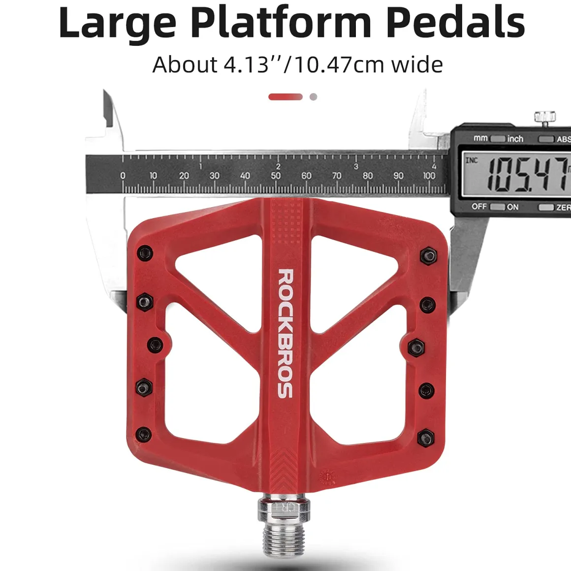 ROCKBROS Mountain Bike Pedals Lightweight Nylon DU Bearing 9/16" MTB Flat Bike Pedals