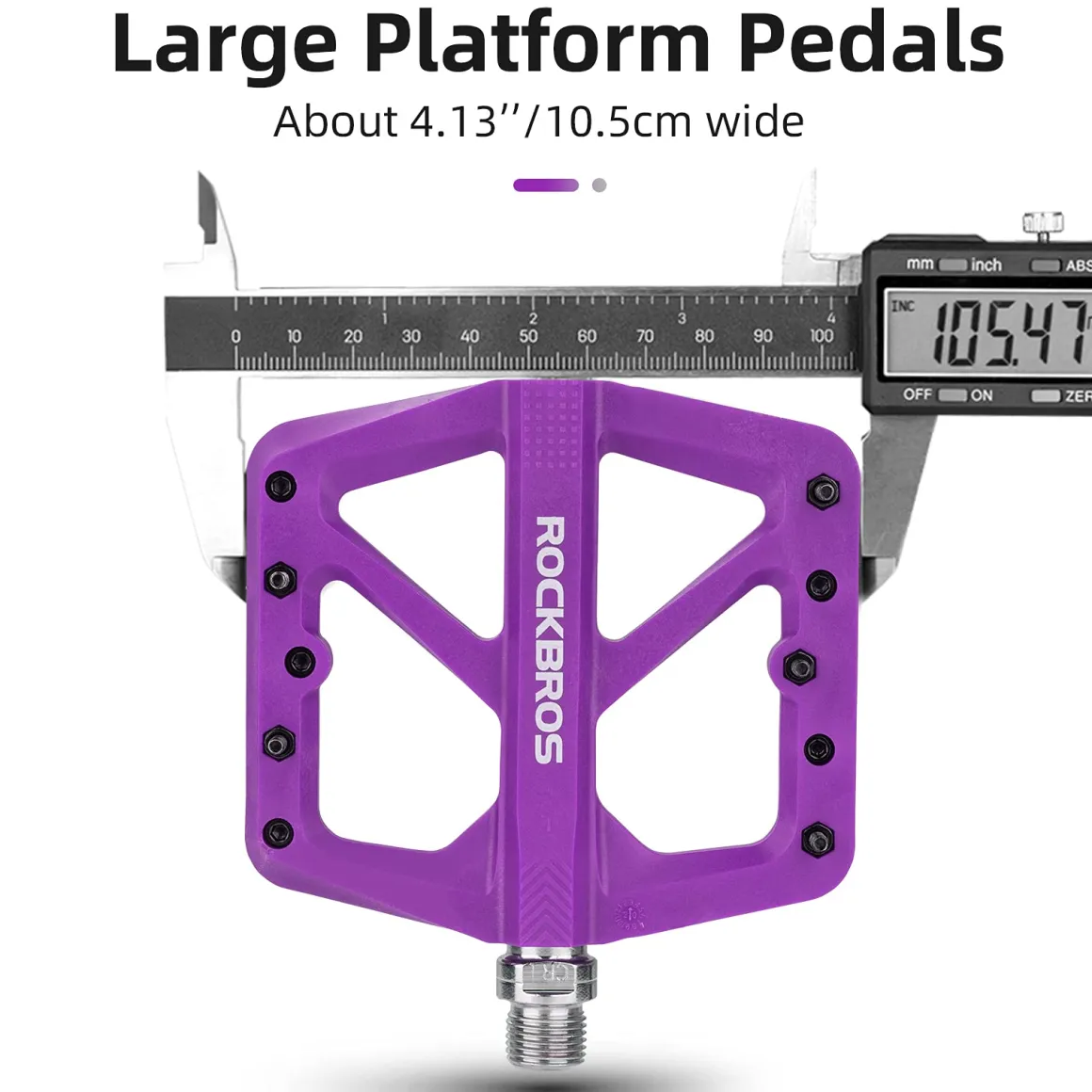 ROCKBROS Mountain Bike Pedals Lightweight Nylon DU Bearing 9/16" MTB Flat Bike Pedals