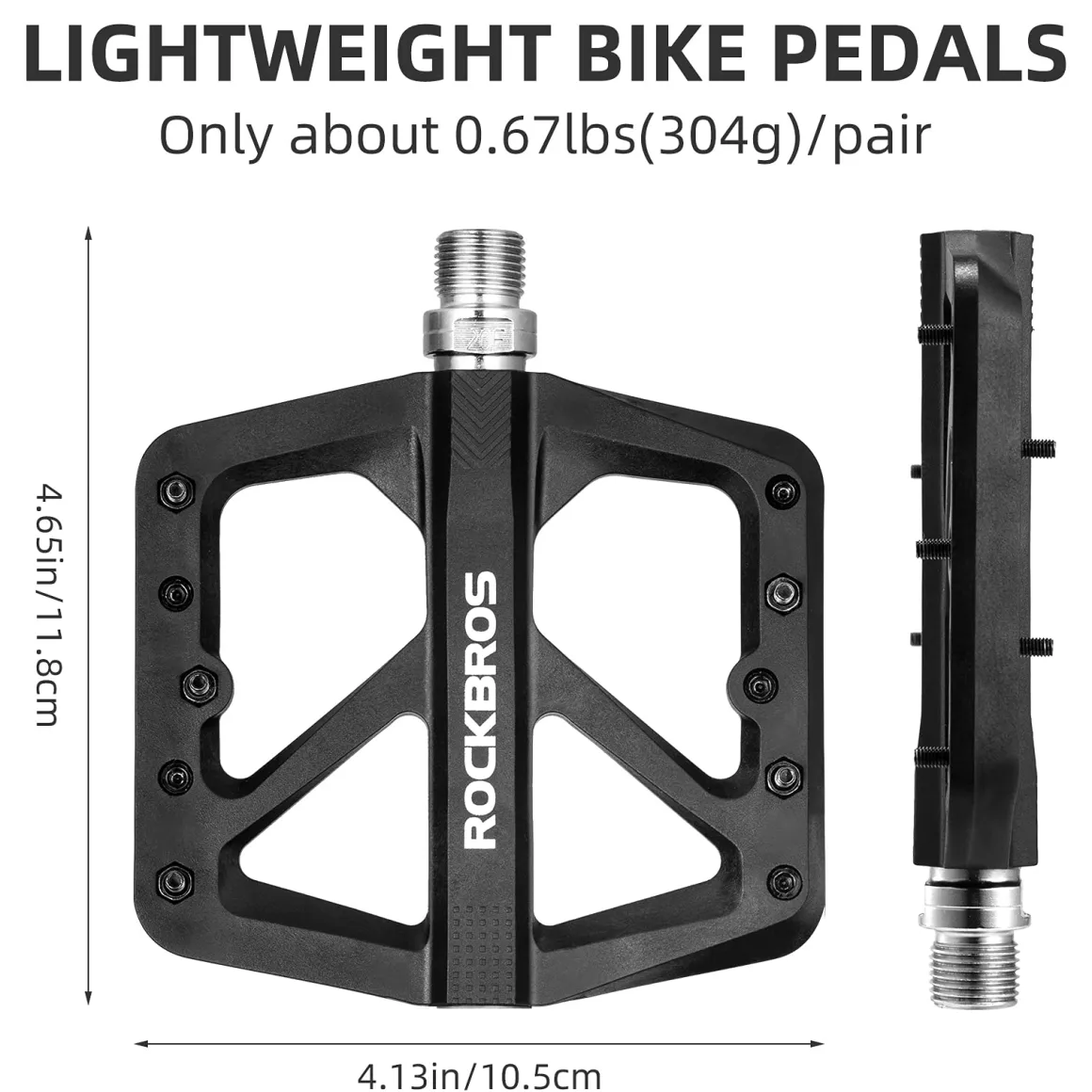 ROCKBROS Mountain Bike Pedals Lightweight Nylon DU Bearing 9/16" MTB Flat Bike Pedals