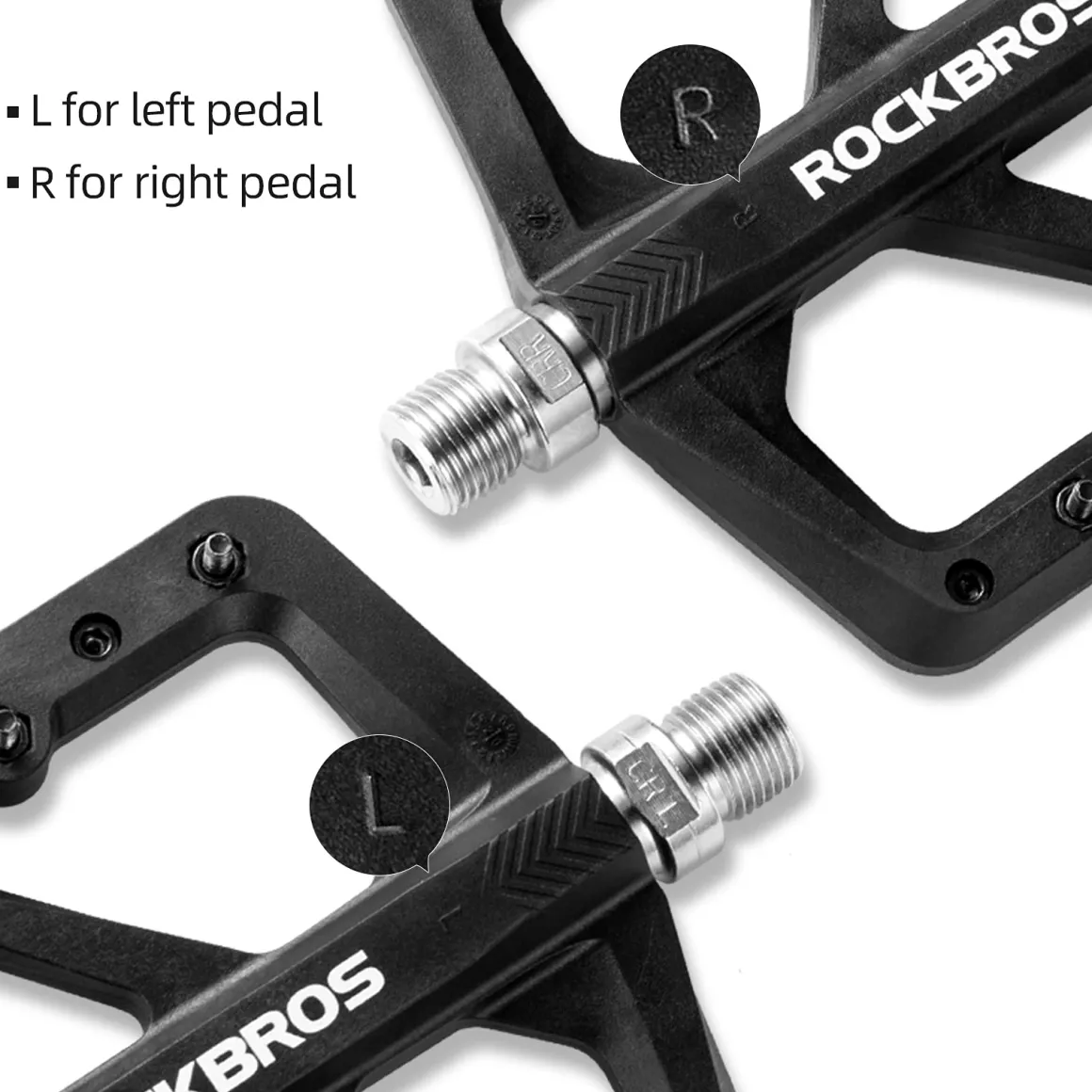 ROCKBROS Mountain Bike Pedals Lightweight Nylon DU Bearing 9/16" MTB Flat Bike Pedals
