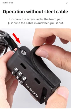 ROCKBROS 1.5M Portable Bicycle Cable Lock - Combination Helmet Lock